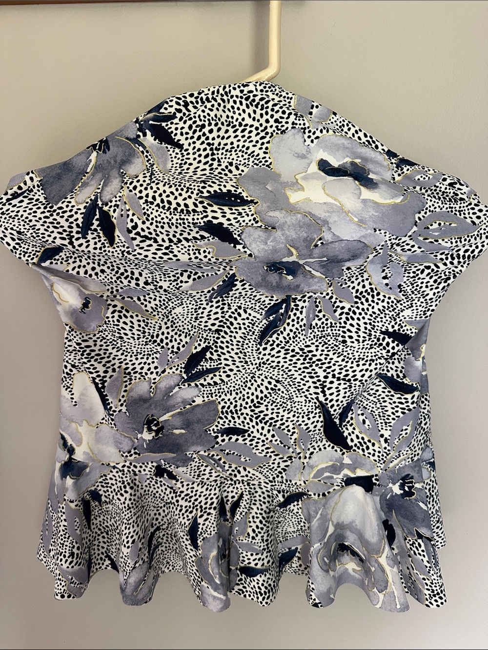 St. John’s Bay Floral Peplum bathing suit top only in Blue and White